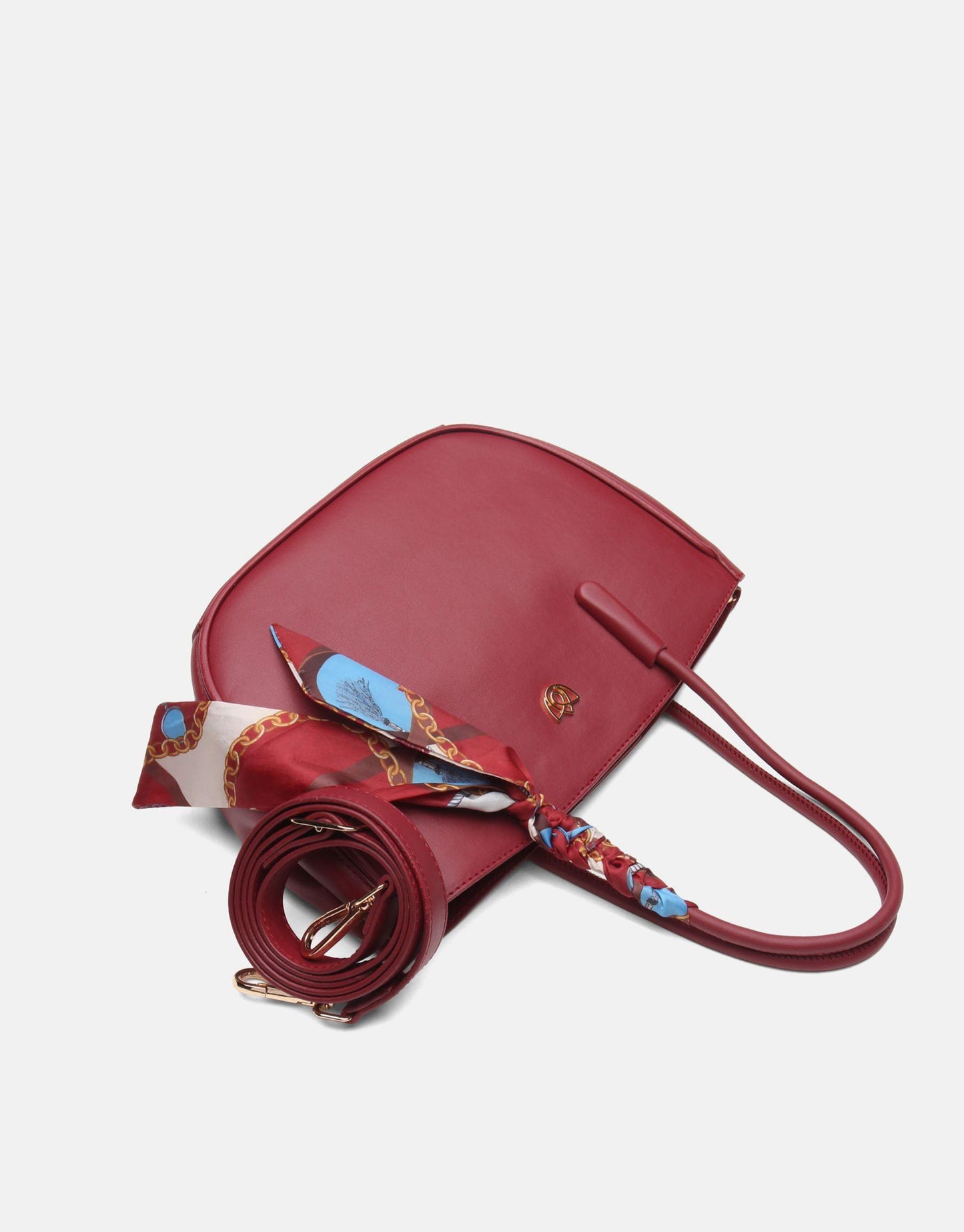 Luxury Burgundy Leather Crossbody for Women with Twilly Scarf