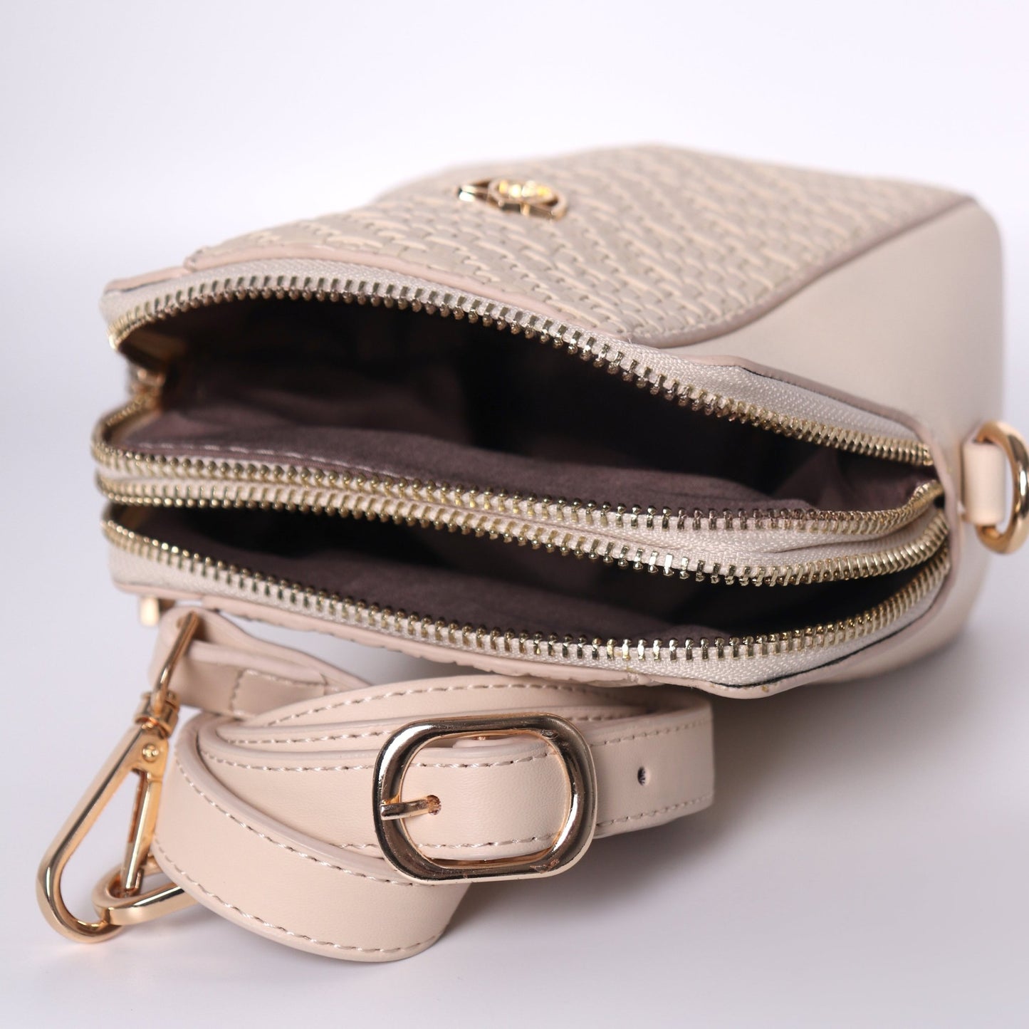 Minimalist Beige Crossbody Bag for Women - Anharo