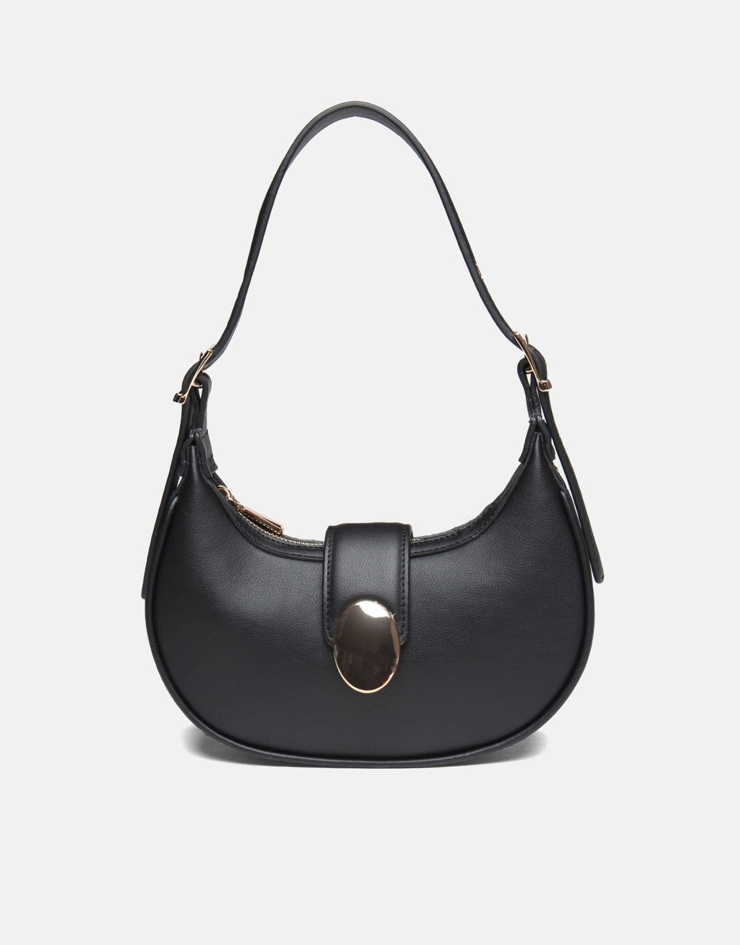 Minimalist Crescent Black Shoulder Bag for Women - Anharo