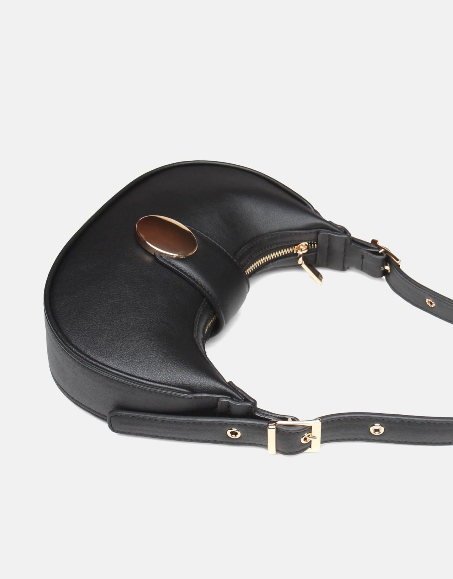 Minimalist Crescent Black Shoulder Bag for Women - Anharo