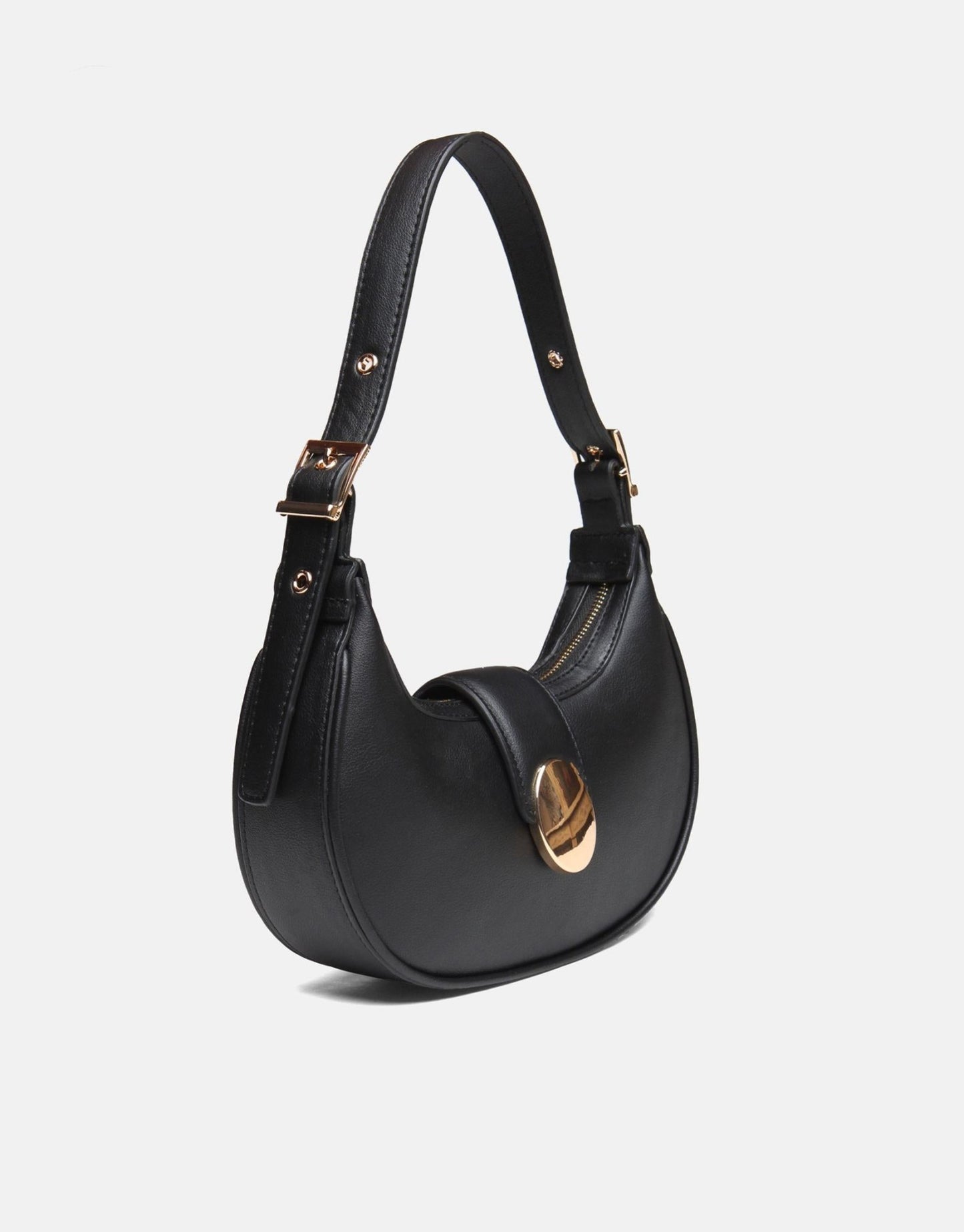 Minimalist Crescent Black Shoulder Bag for Women - Anharo