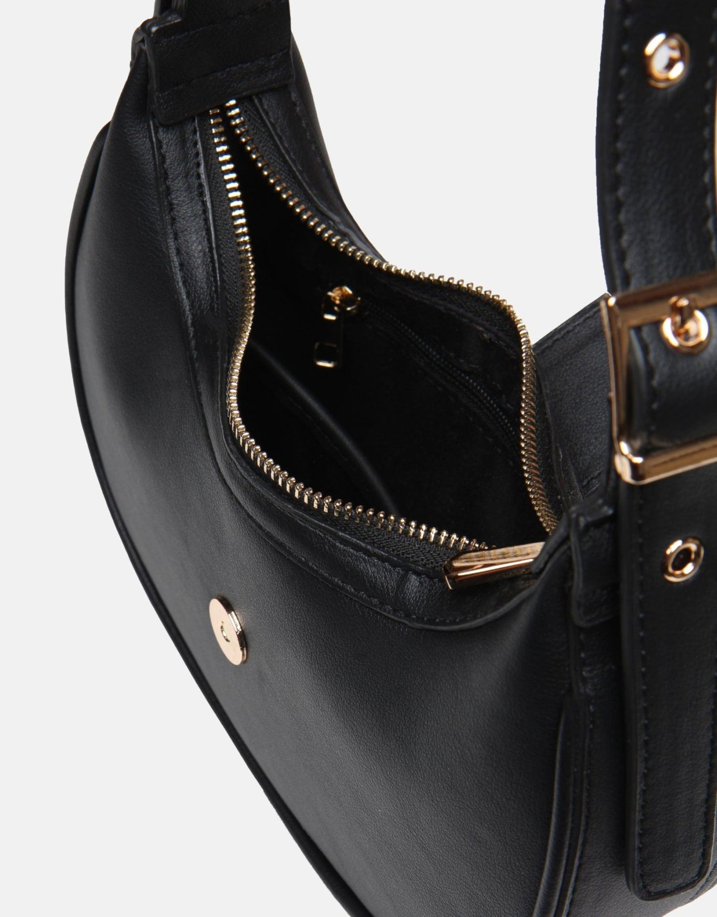 Minimalist Crescent Black Shoulder Bag for Women - Anharo