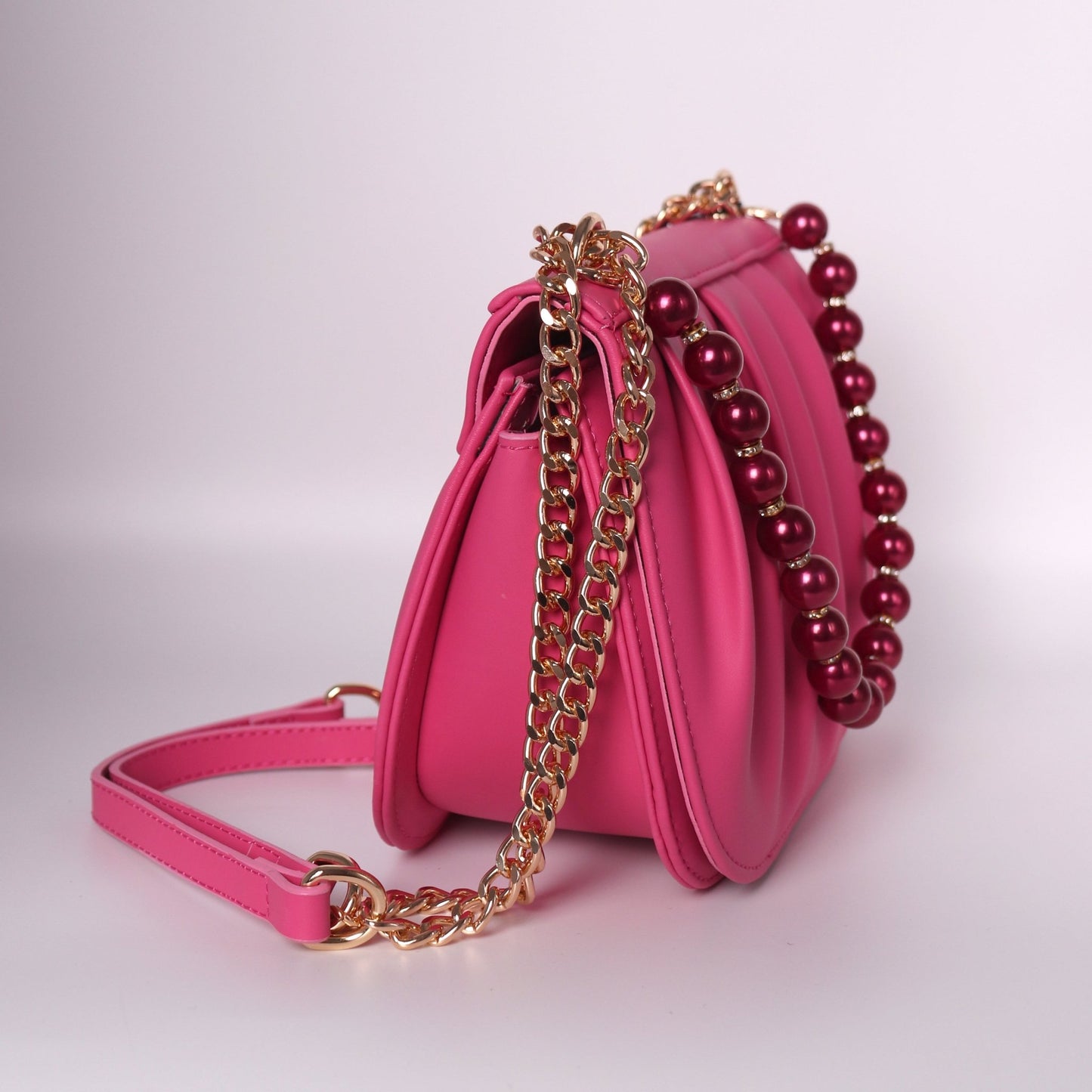 Pink Shoulder Bag for Women With Chain Shoulder Strap - Anharo