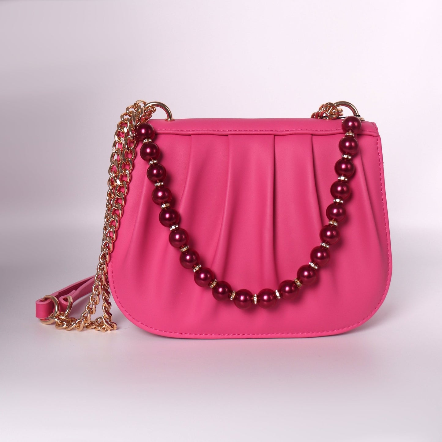 Pink Shoulder Bag for Women With Chain Shoulder Strap - Anharo