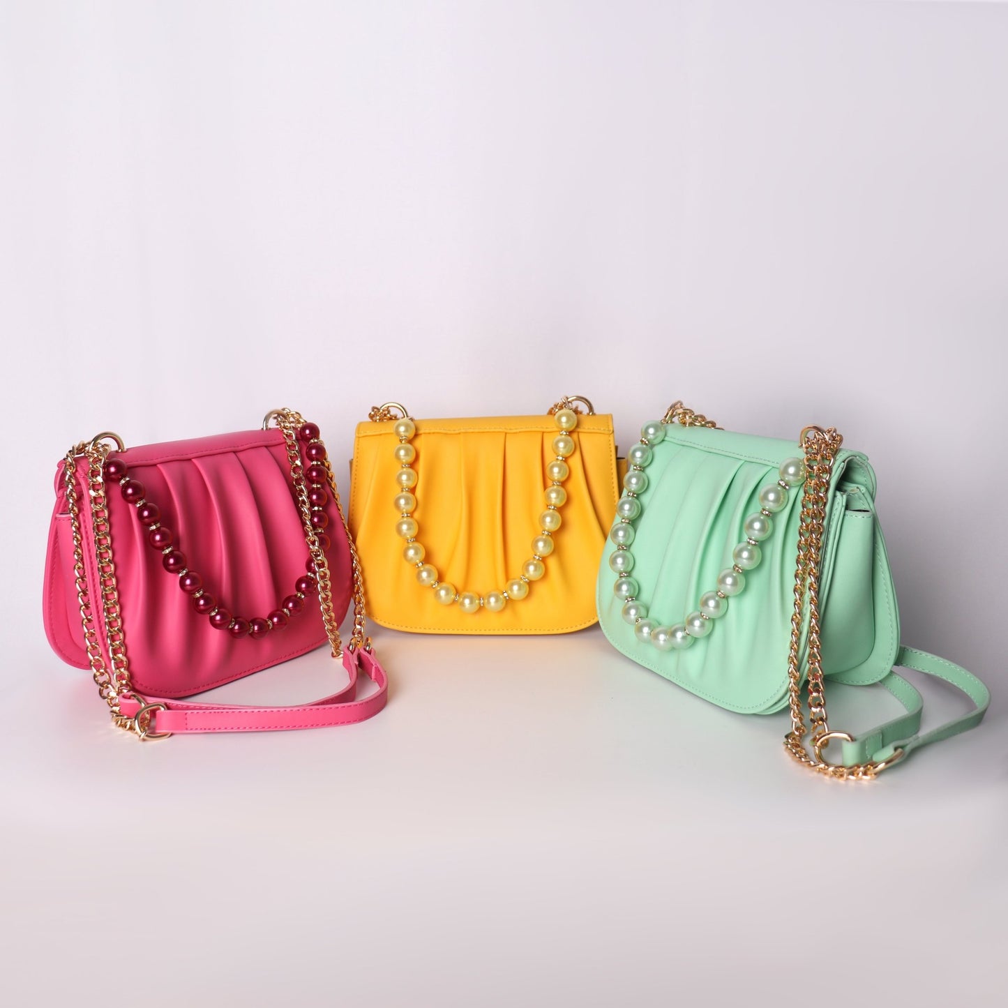 Yellow Shoulder Bag for Women with Chain Shoulder Strap - Anharo