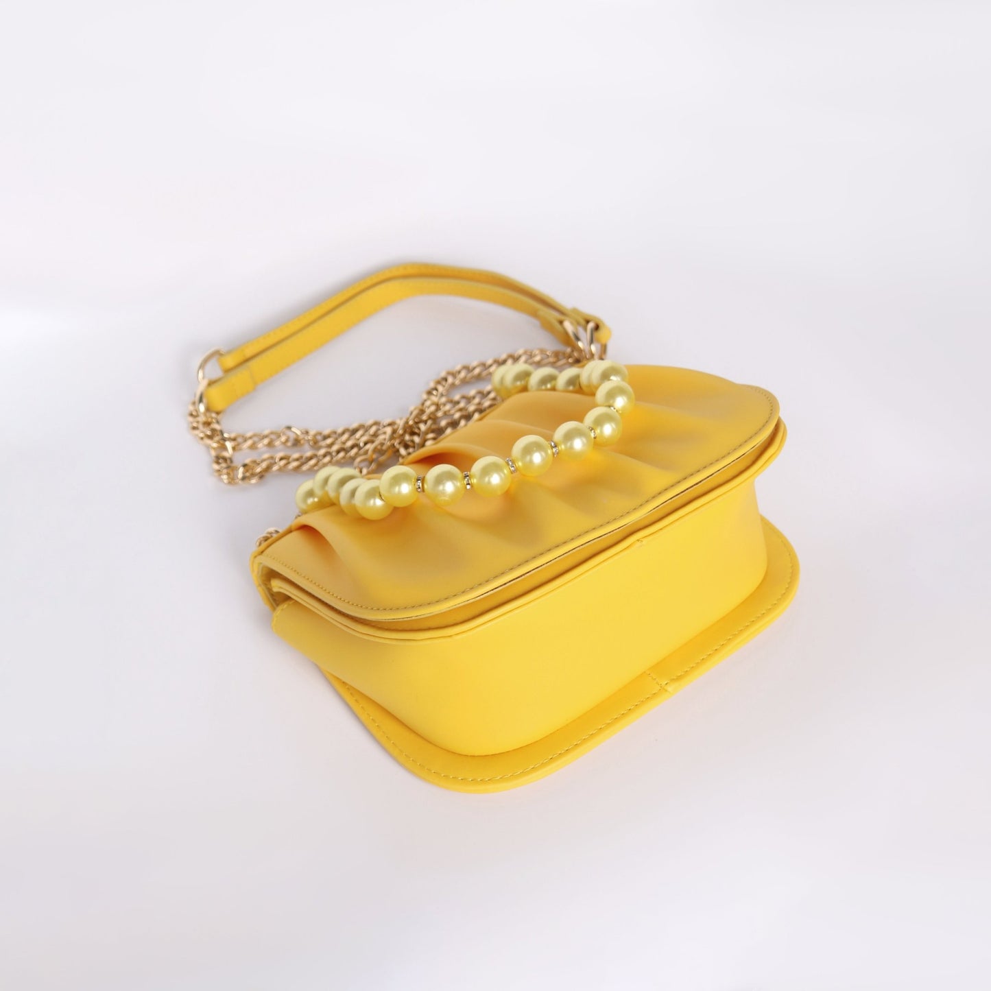 Yellow Shoulder Bag for Women with Chain Shoulder Strap - Anharo