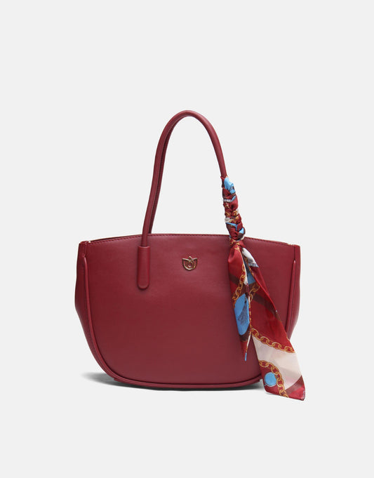Luxury Burgundy Leather Crossbody for Women with Twilly Scarf