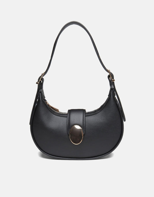 Minimalist Crescent Black Shoulder Bag for Women - Anharo