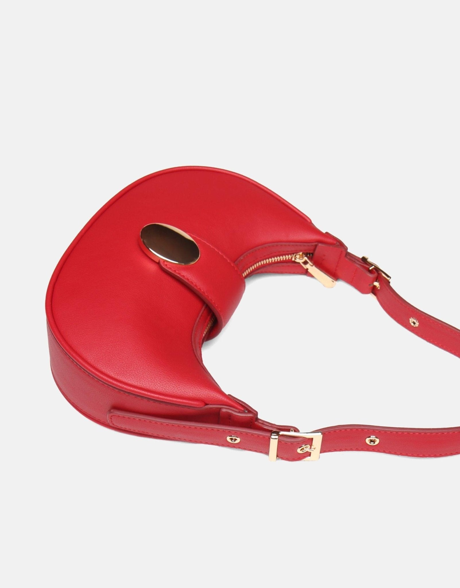 Minimalist Crescent Red Shoulder Bag for Women - Anharo