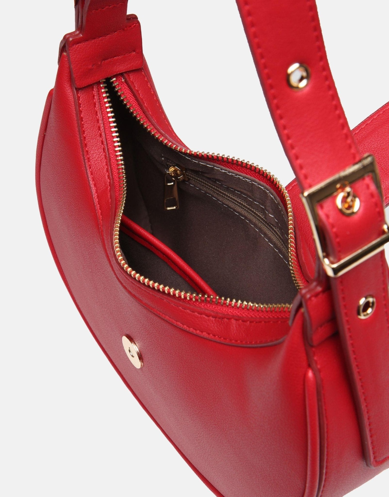 Minimalist Crescent Red Shoulder Bag for Women - Anharo