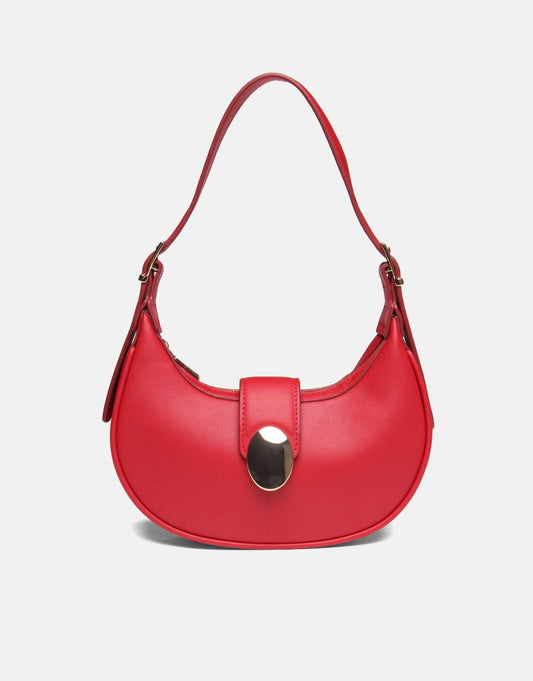 Minimalist Crescent Red Shoulder Bag for Women - Anharo