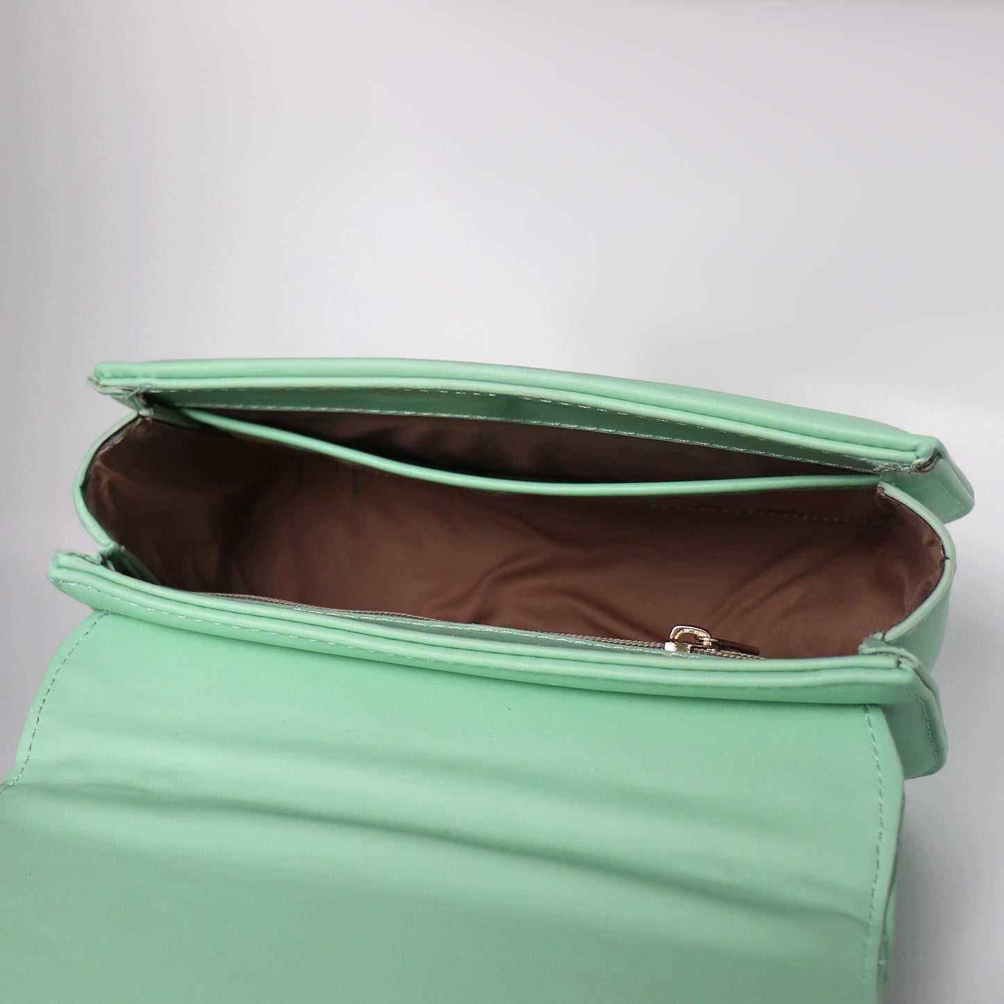 Mint Green Leather Shoulder Bag for Women with Chain Strap - Anharo