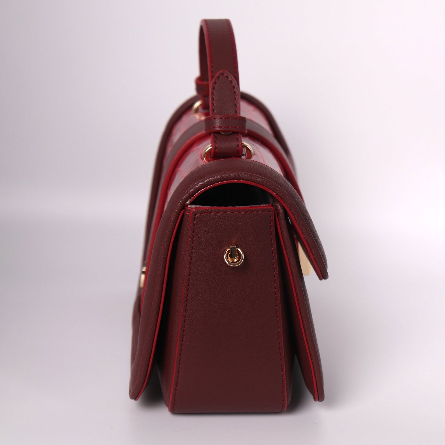 Red Leather Handbags With A Crocodile Leather Texture | Top Handle Croc Bag - Anharo
