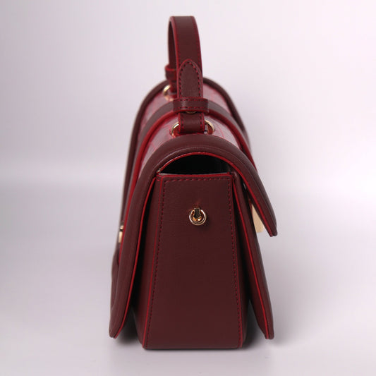 Red Leather Handbags With A Crocodile Leather Texture | Top Handle Croc Bag - Anharo
